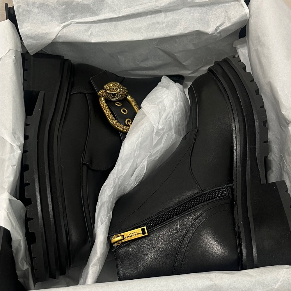 Kurt Geiger MayFair Chunky Boot Black Leather - Picture 11 of 11